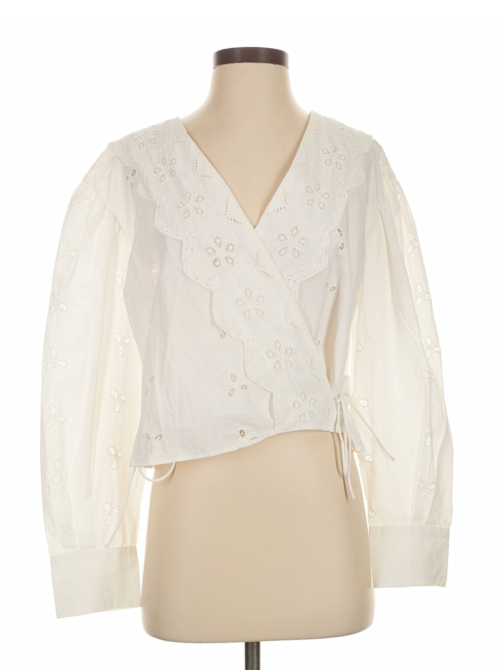 NWT Zara White Embroidered Wrap Blouse